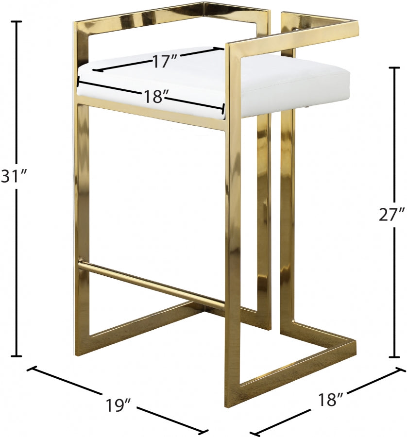 Ezra White Faux Leather Counter Stool, Set of 2 from Meridian - Luna Furniture