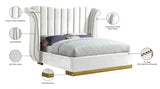 Flora White Velvet King Bed from Meridian - Luna Furniture