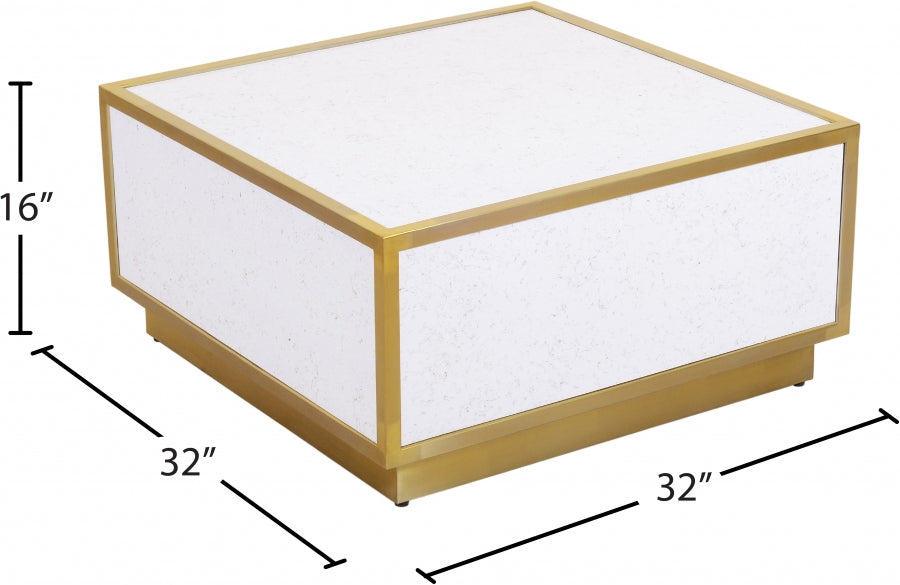 Glitz White/Gold Coffee Table from Meridian - Luna Furniture