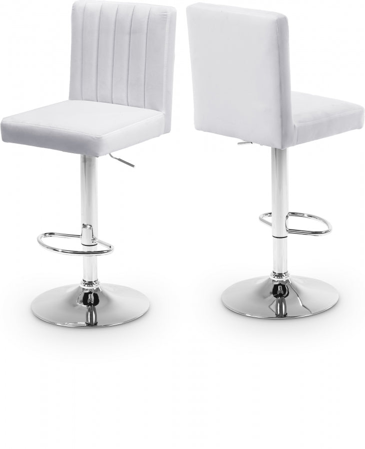 Joel White Velvet Adjustable Bar | Counter Stool from Meridian - Luna Furniture