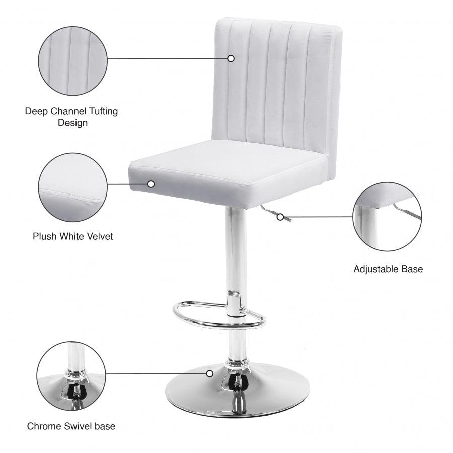 Joel White Velvet Adjustable Bar | Counter Stool from Meridian - Luna Furniture