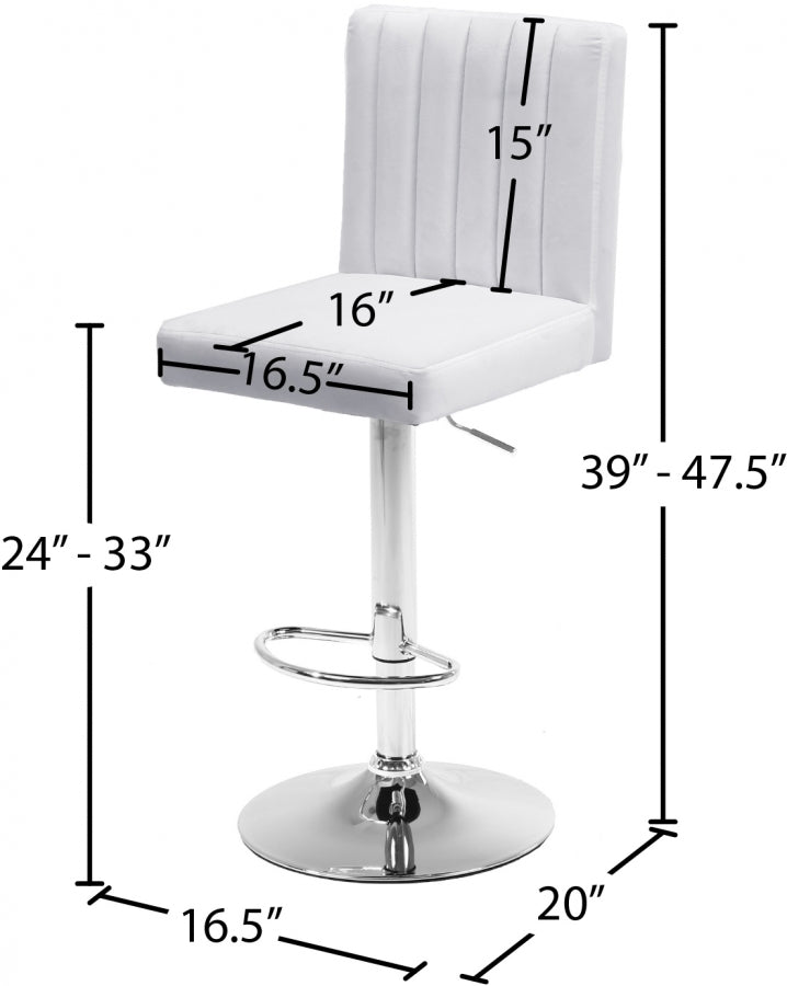 Joel White Velvet Adjustable Bar | Counter Stool from Meridian - Luna Furniture