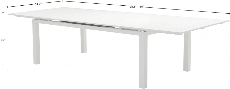 Maldives White Outdoor Patio Dining Table from Meridian - Luna Furniture