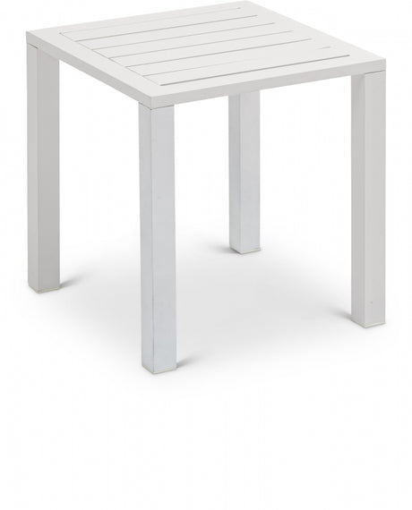 Maldives White Outdoor Patio End Table from Meridian - Luna Furniture