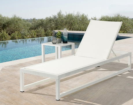 Maldives White Outdoor Patio End Table from Meridian - Luna Furniture