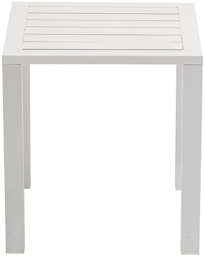 Maldives White Outdoor Patio End Table from Meridian - Luna Furniture