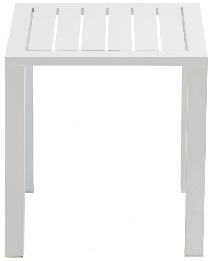 Maldives White Outdoor Patio End Table from Meridian - Luna Furniture