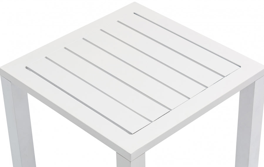 Maldives White Outdoor Patio End Table from Meridian - Luna Furniture