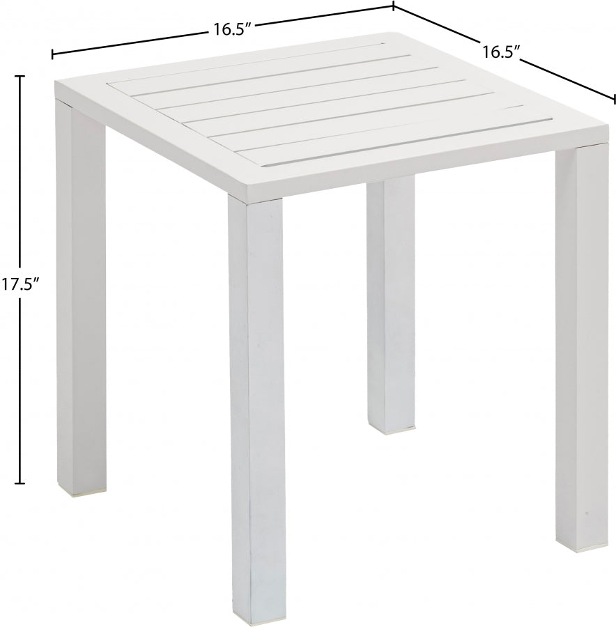 Maldives White Outdoor Patio End Table from Meridian - Luna Furniture