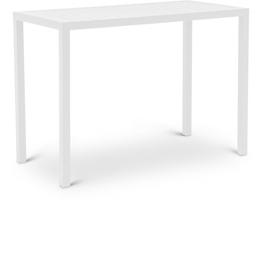 Maldives White Outdoor Patio Rectangle Bar Table from Meridian - Luna Furniture