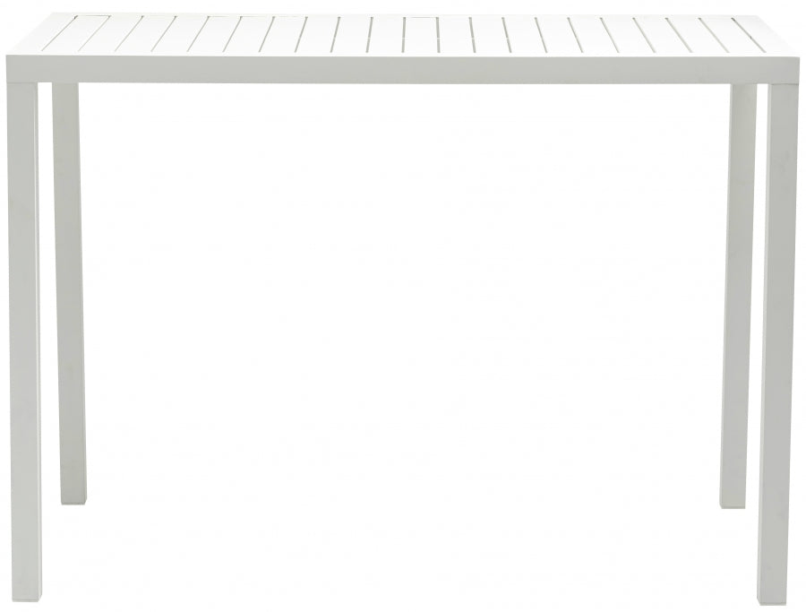 Maldives White Outdoor Patio Rectangle Bar Table from Meridian - Luna Furniture