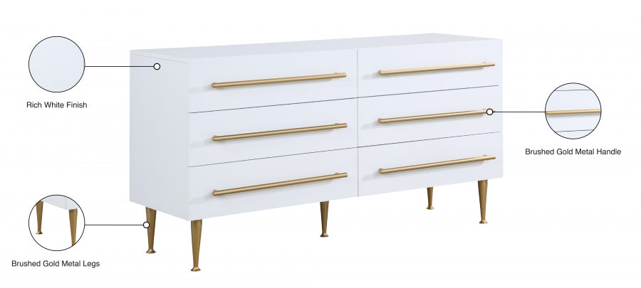 Marisol White Dresser from Meridian - Luna Furniture