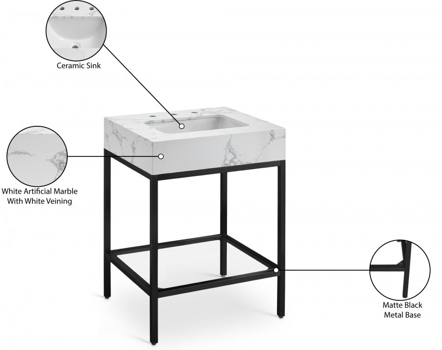 Marmo White 24" Bathroom Vanity from Meridian - Luna Furniture