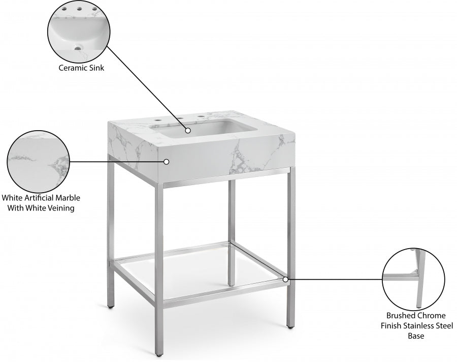 Marmo White 24" Bathroom Vanity from Meridian - Luna Furniture