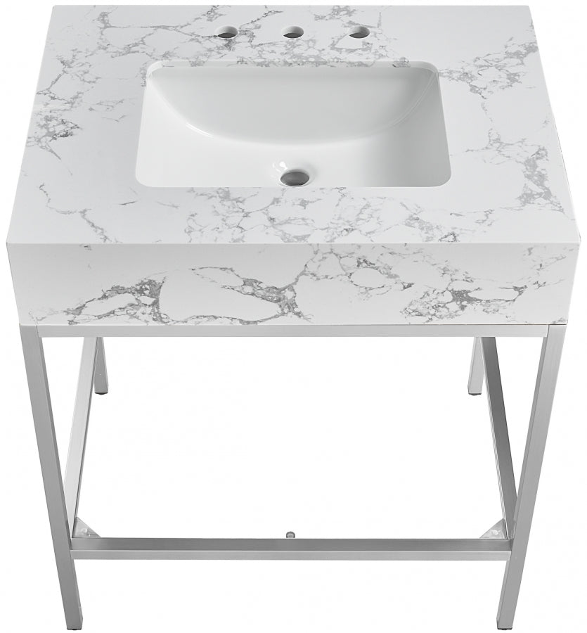 Marmo White 30" Bathroom Vanity from Meridian - Luna Furniture