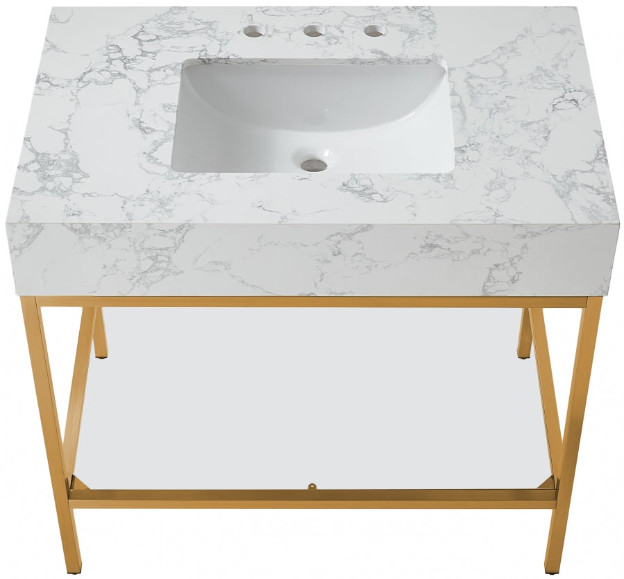 Marmo White 36" Bathroom Vanity from Meridian - Luna Furniture