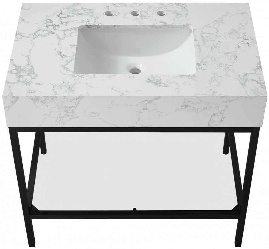 Marmo White 36" Bathroom Vanity from Meridian - Luna Furniture