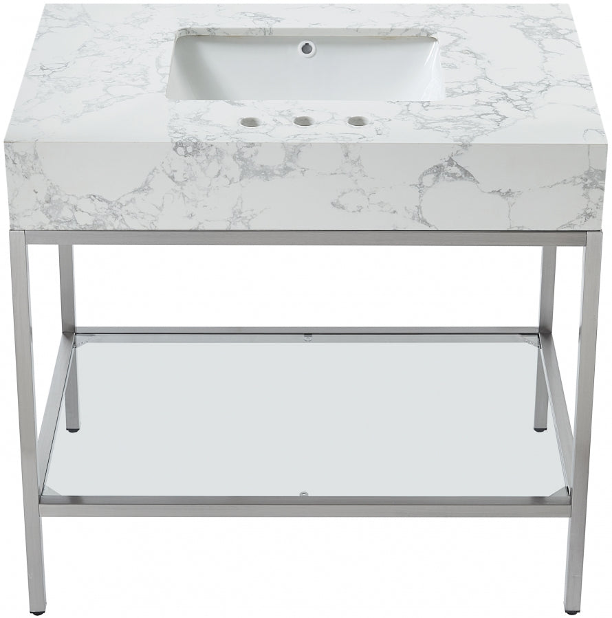 Marmo White 36" Bathroom Vanity from Meridian - Luna Furniture