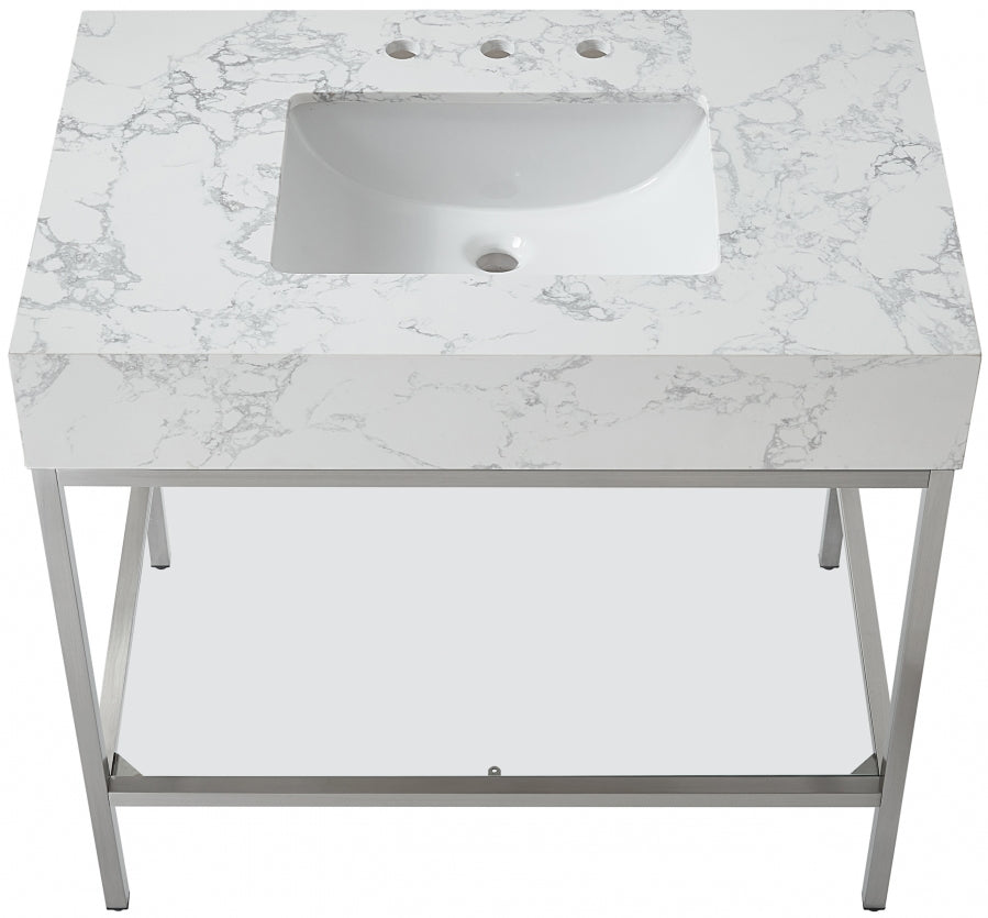 Marmo White 36" Bathroom Vanity from Meridian - Luna Furniture