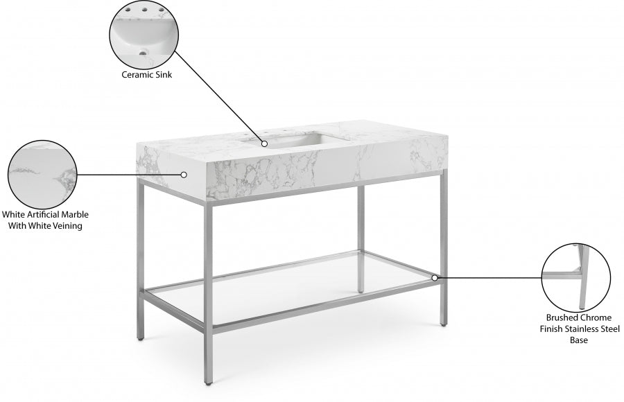 Marmo White 48" Bathroom Vanity from Meridian - Luna Furniture