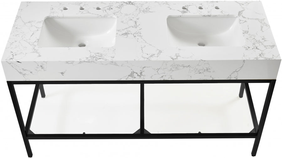 Marmo White 60" Bathroom Vanity from Meridian - Luna Furniture