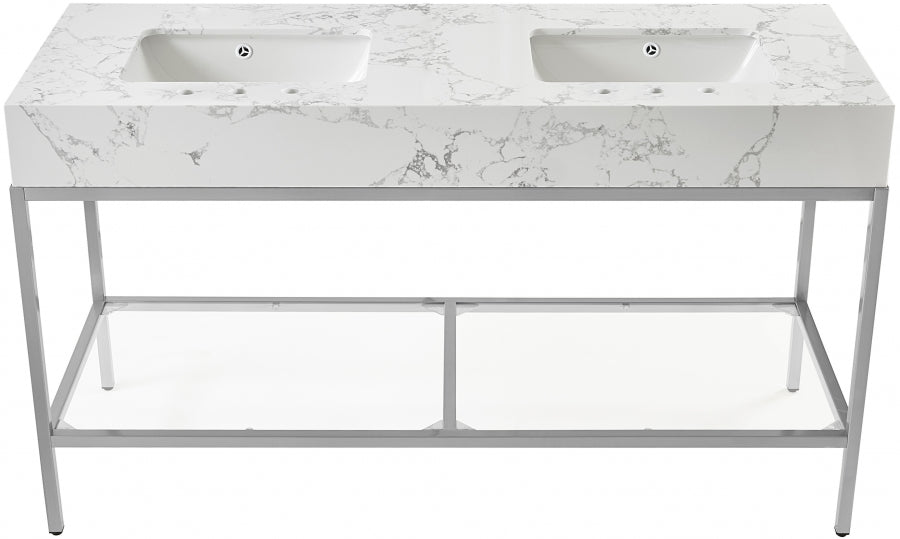 Marmo White 60" Bathroom Vanity from Meridian - Luna Furniture