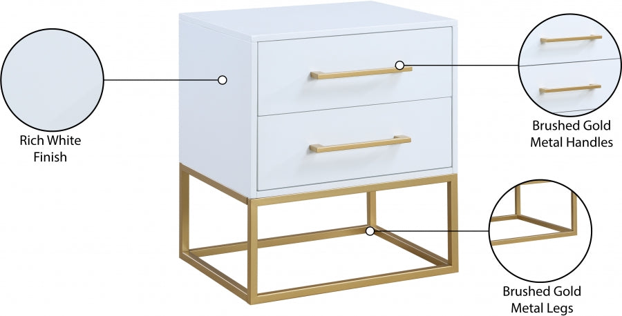 Maxine White Nightstand from Meridian - Luna Furniture