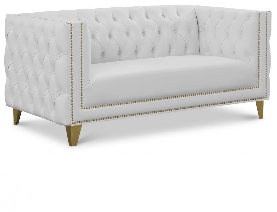 Michelle White Faux Leather Loveseat from Meridian - Luna Furniture