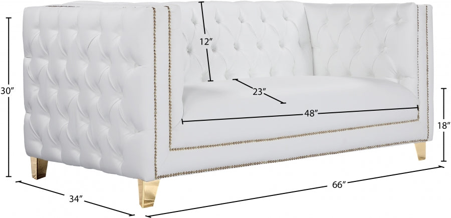 Michelle White Faux Leather Loveseat from Meridian - Luna Furniture