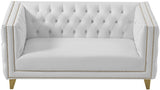 Michelle White Faux Leather Loveseat from Meridian - Luna Furniture