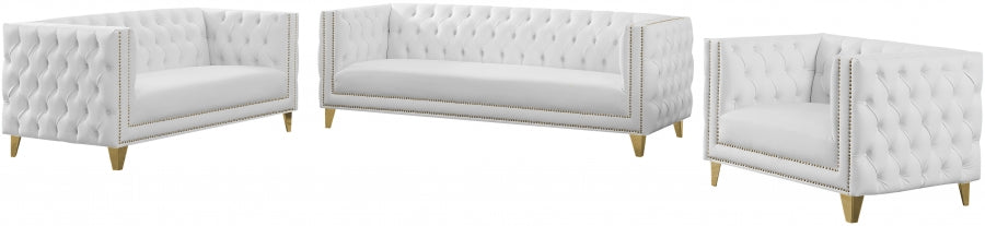 Michelle White Faux Leather Sofa from Meridian - Luna Furniture