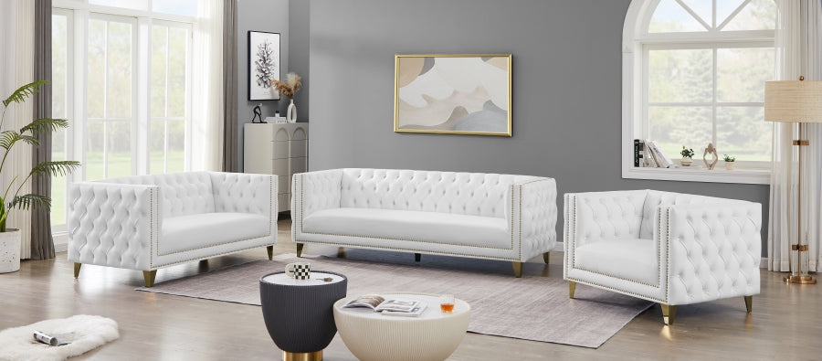 Michelle White Faux Leather Sofa from Meridian - Luna Furniture