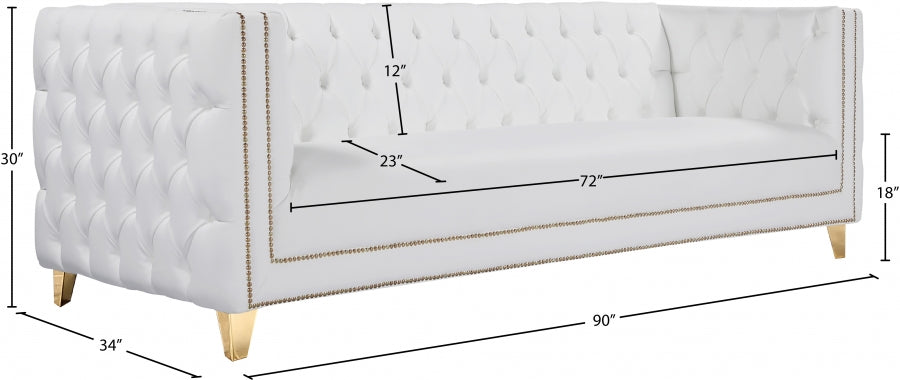 Michelle White Faux Leather Sofa from Meridian - Luna Furniture