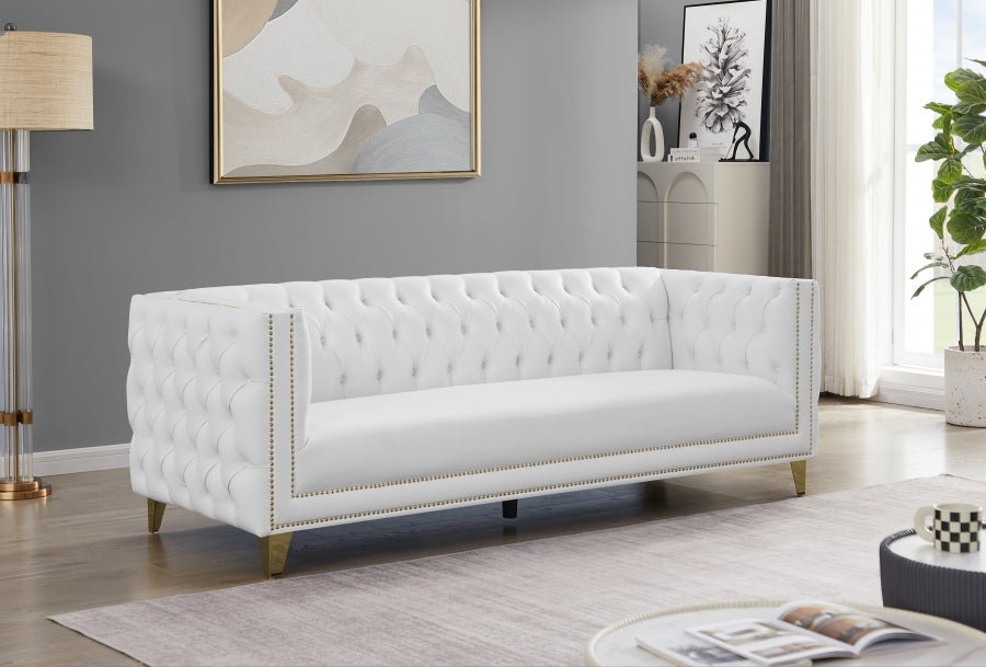 Michelle White Faux Leather Sofa from Meridian - Luna Furniture