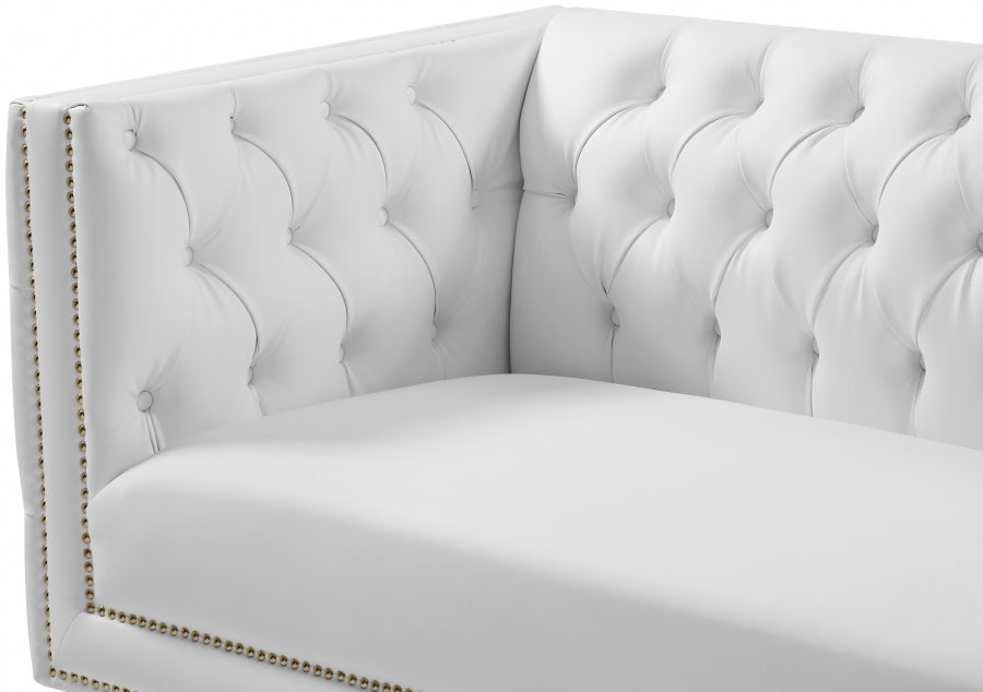 Michelle White Faux Leather Sofa from Meridian - Luna Furniture