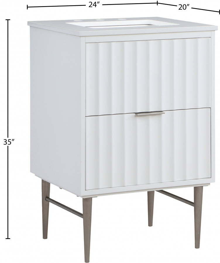 Modernist White 24" Bathroom Vanity from Meridian - Luna Furniture