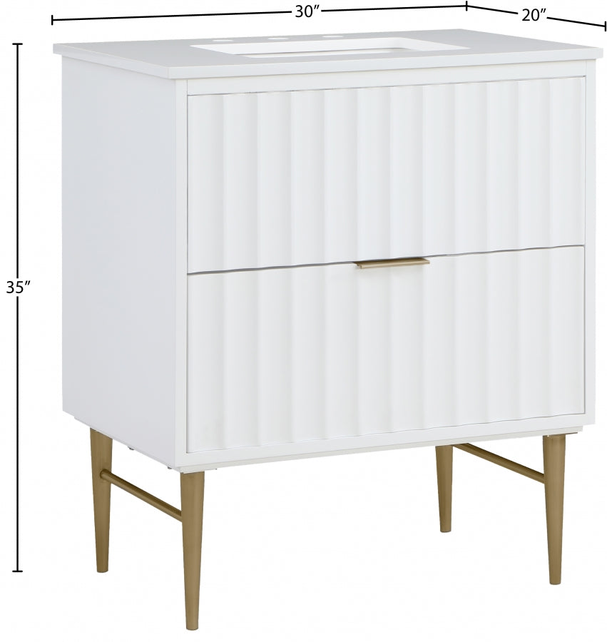 Modernist White 30" Bathroom Vanity from Meridian - Luna Furniture