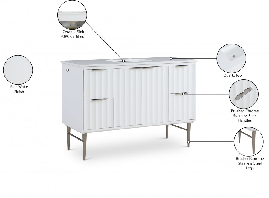 Modernist White 48" Bathroom Vanity from Meridian - Luna Furniture