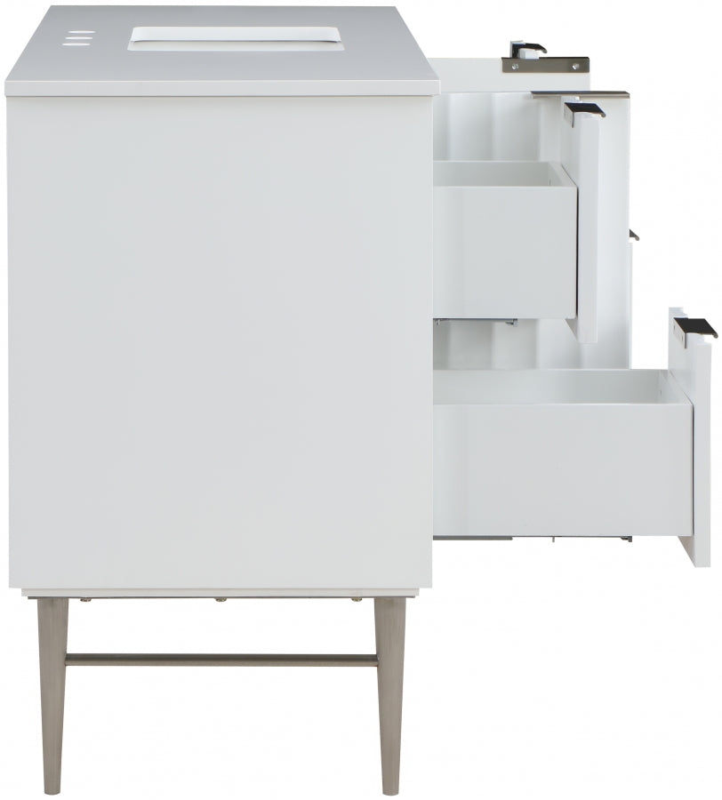 Modernist White 48" Bathroom Vanity from Meridian - Luna Furniture