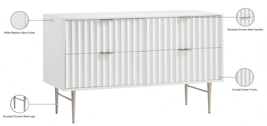 Modernist White Dresser from Meridian - Luna Furniture