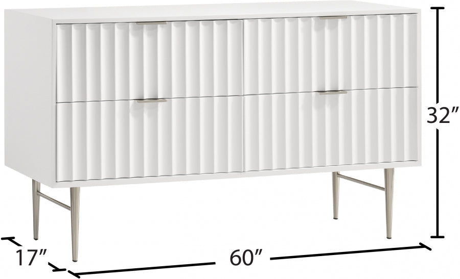 Modernist White Dresser from Meridian - Luna Furniture