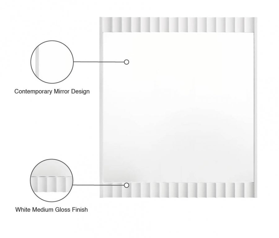 Modernist White Mirror from Meridian - Luna Furniture