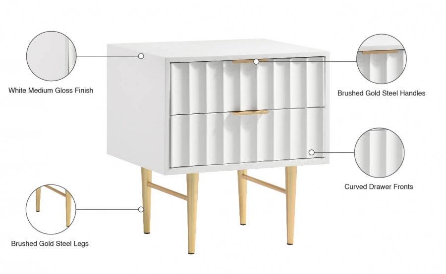 Modernist White Nightstand from Meridian - Luna Furniture