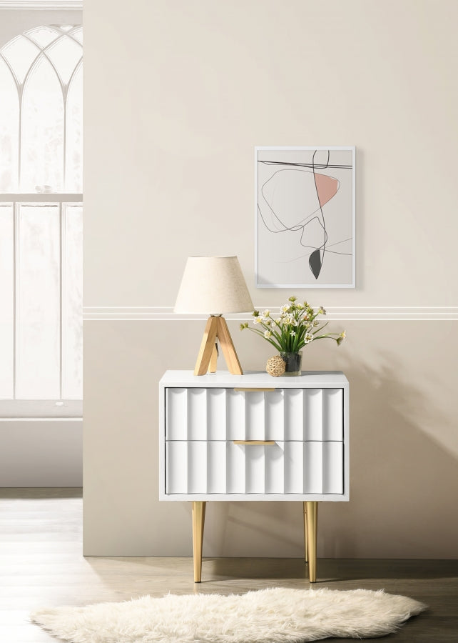 Modernist White Nightstand from Meridian - Luna Furniture