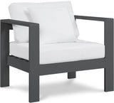 Nizuc White Outdoor Patio Aluminum Modular Arm Chair from Meridian - Luna Furniture