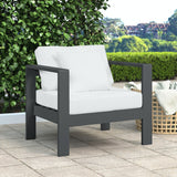 Nizuc White Outdoor Patio Aluminum Modular Arm Chair from Meridian - Luna Furniture