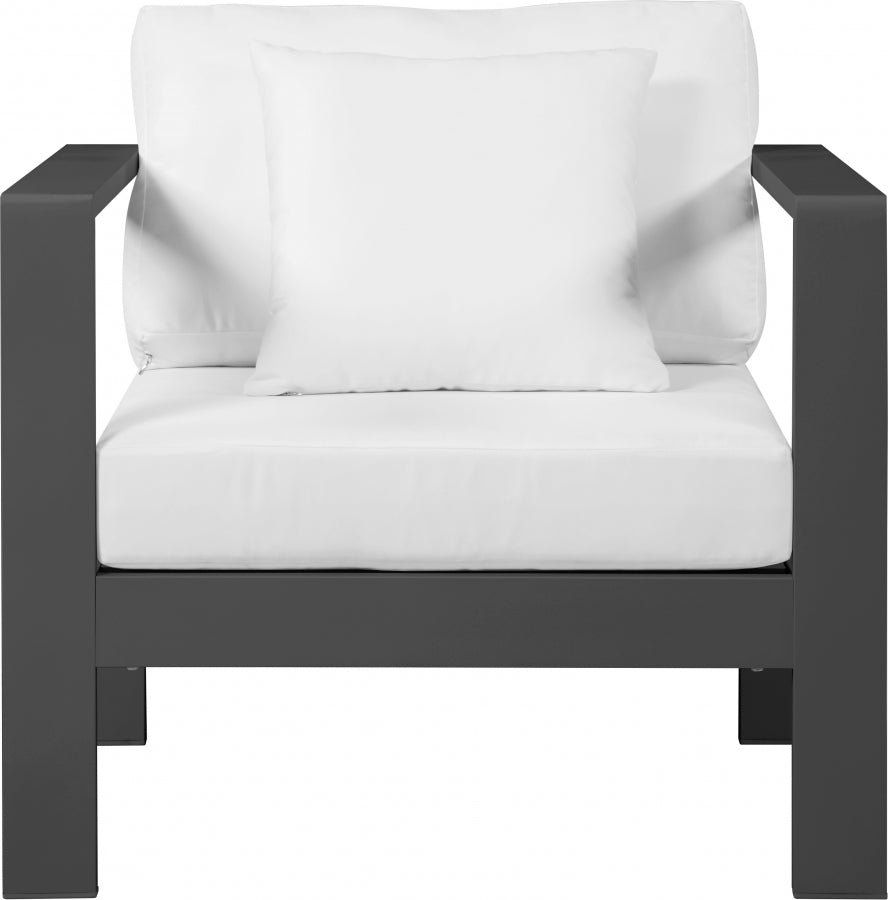 Nizuc White Outdoor Patio Aluminum Modular Arm Chair from Meridian - Luna Furniture