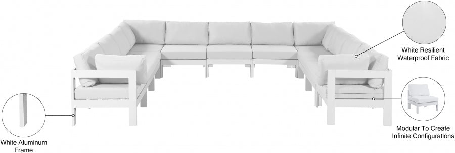 Nizuc White Outdoor Patio Aluminum Modular Sectional from Meridian - Luna Furniture