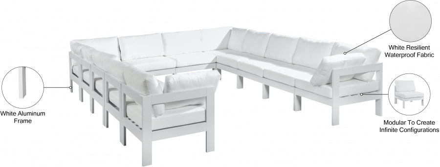 Nizuc White Outdoor Patio Aluminum Modular Sectional from Meridian - Luna Furniture