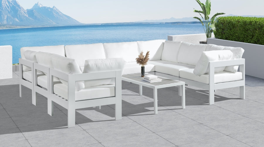 Nizuc White Outdoor Patio Aluminum Modular Sectional from Meridian - Luna Furniture